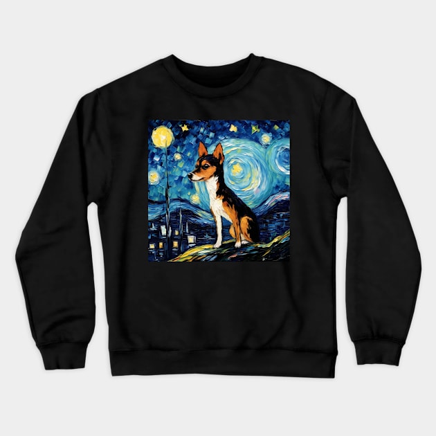 Toy Fox Terrier Starry Night Crewneck Sweatshirt by NatashaCuteShop